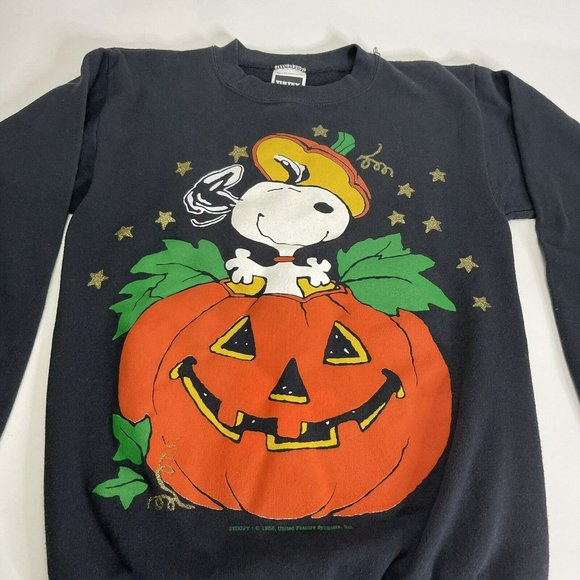 Vtg Peanuts Snoopy Halloween Sweatshirt Graphic Dog Pumpkin Fall Unisex Size M - Picture 6 of 7